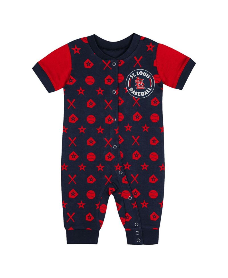 Newborn Navy St. Louis Cardinals Hard 90 Coveralls