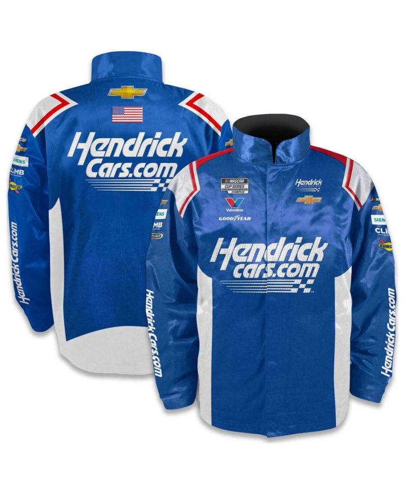 Men's Blue Kyle Larson Hendrickcars.com Full-Snap Nylon Uniform Jacket