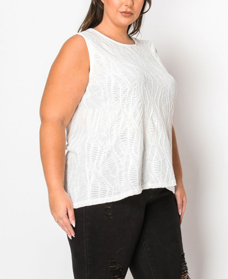 Plus Size Spiral Wave Texture Strappy Back Tank Top