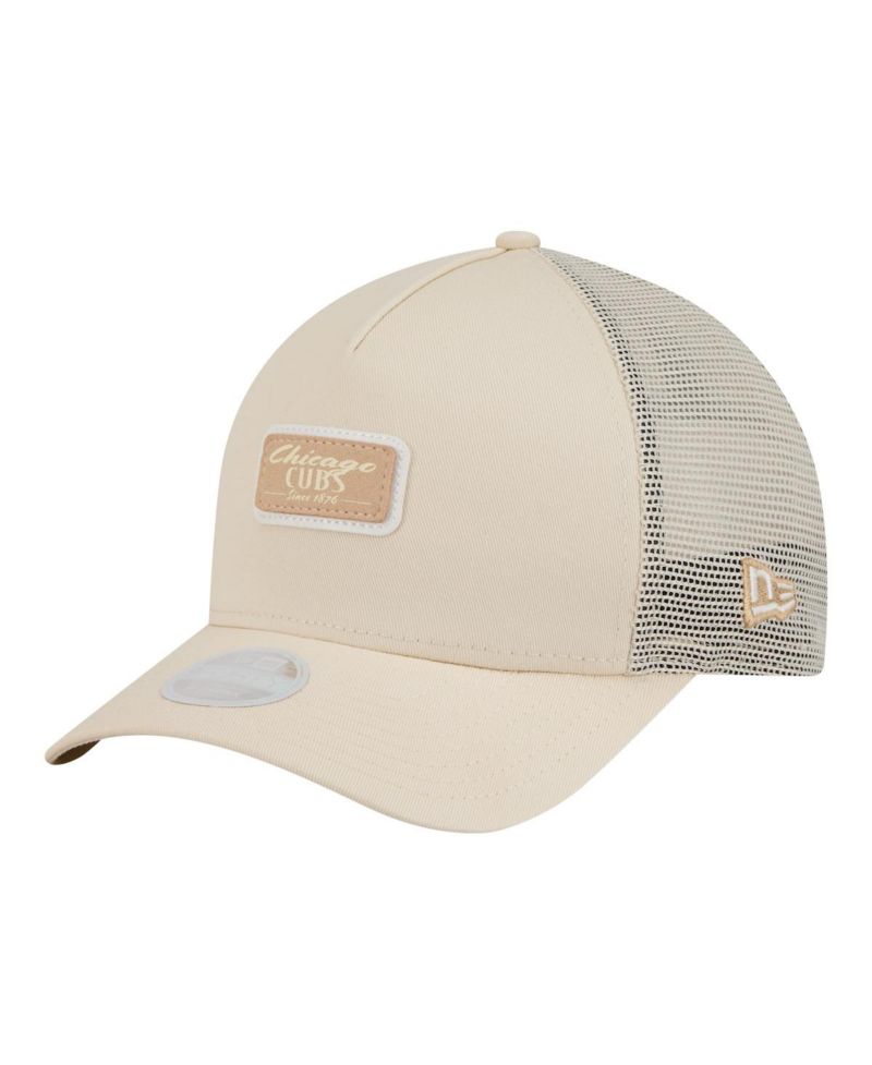 Women's Light Beige Chicago Cubs Tonal Patch 9FORTY M-Crown A-Frame Trucker Adjustable Hat