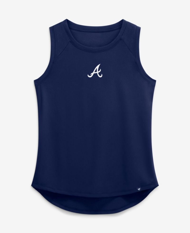 Women's Navy Atlanta Braves Draped Mesh Back Performance Tank Top