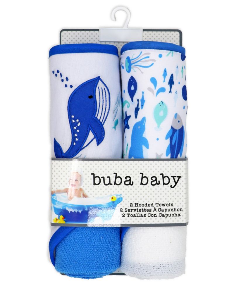 Boys and Girls 2 Pack Embroidered Hooded Bath Towel and Wash Cloth Set