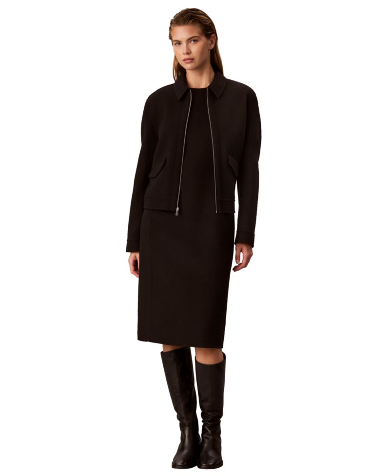 Women's Sleeveless Sheath Midi Wool-Blend Dress