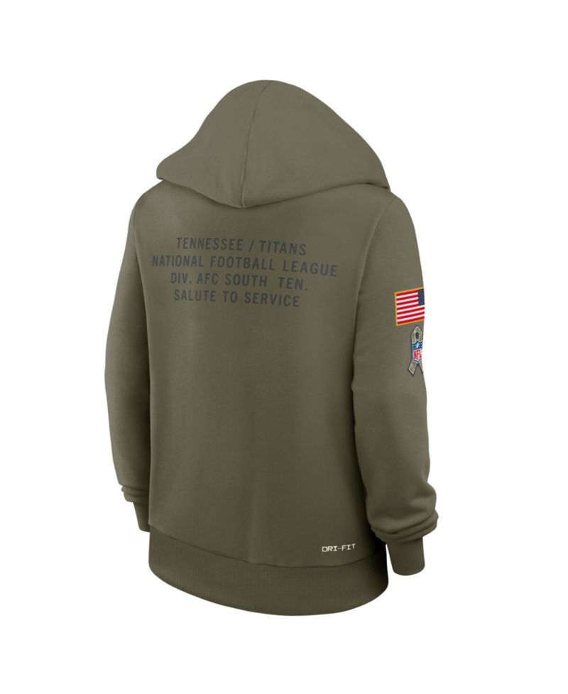 Women's Olive Tennessee Titans 2025 Salute to Service Sideline Standard Issue Dri-FIT Hoodie