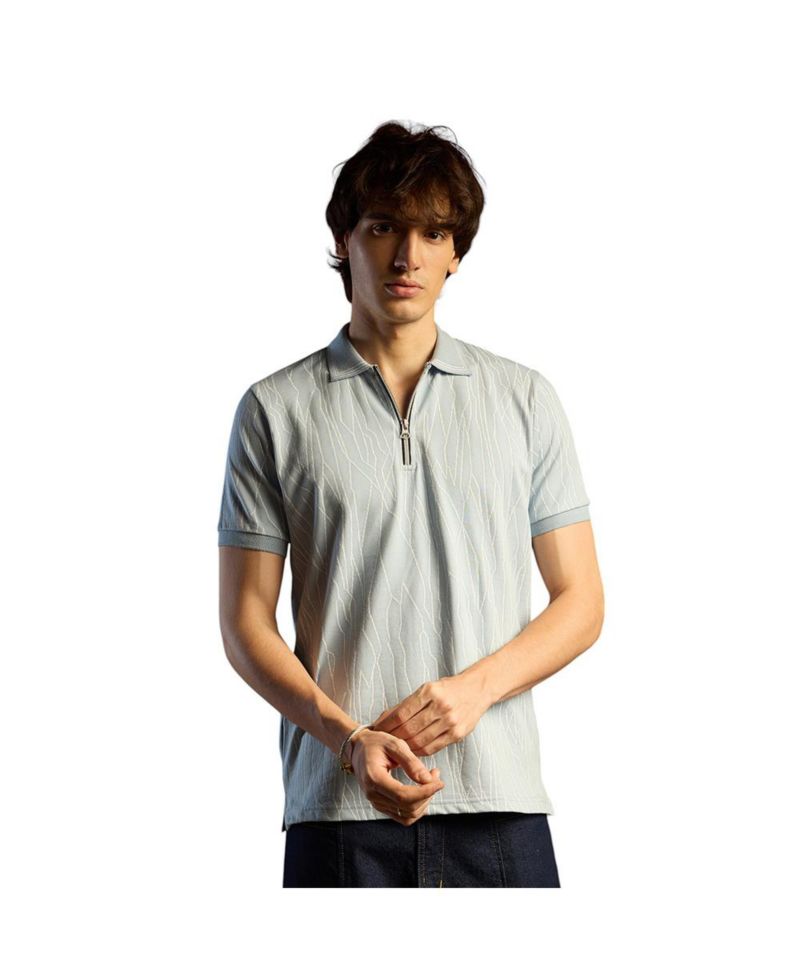 Men's Powder Blue Crevice-Lined T-Shirt
