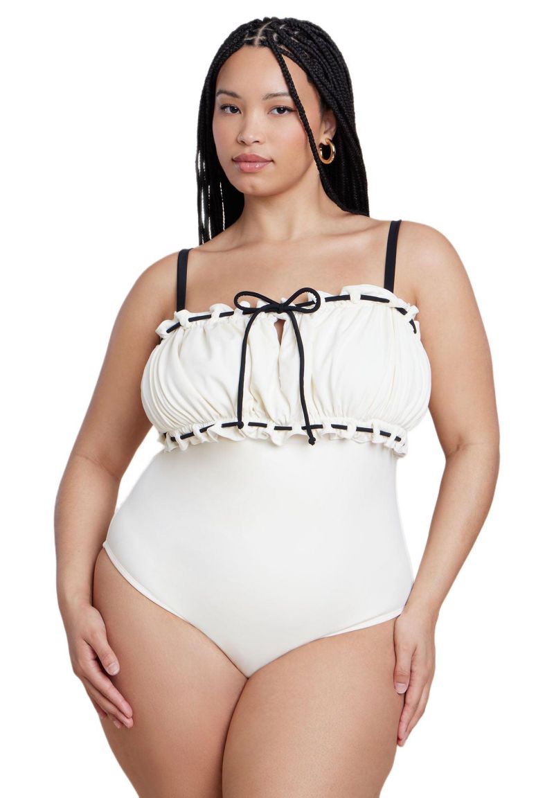 Plus Size Ruched Bandeau One Piece