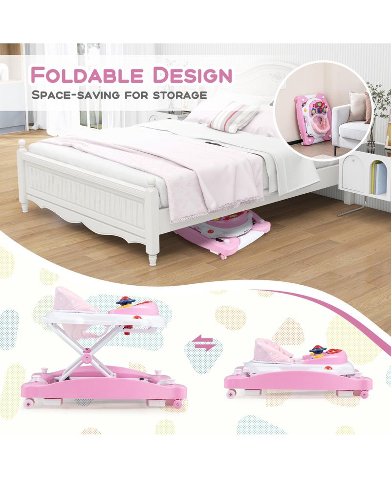6 in 1 Foldable Baby Walker with Adjustable Height