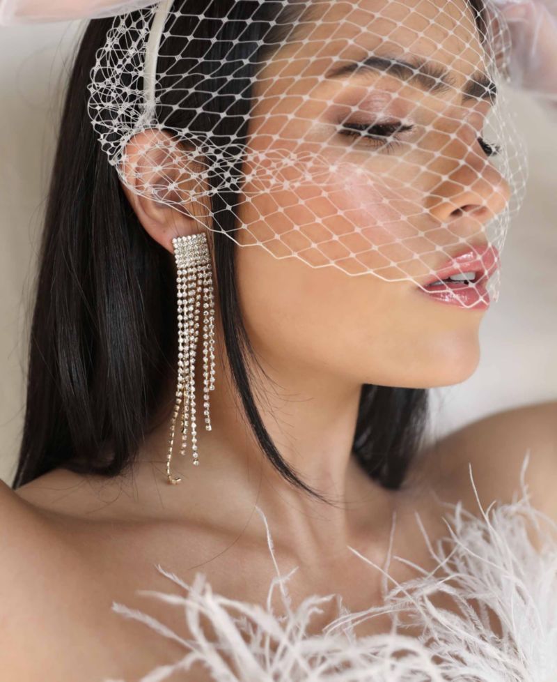 Crystal Fringe Earrings in 18K Gold Plating