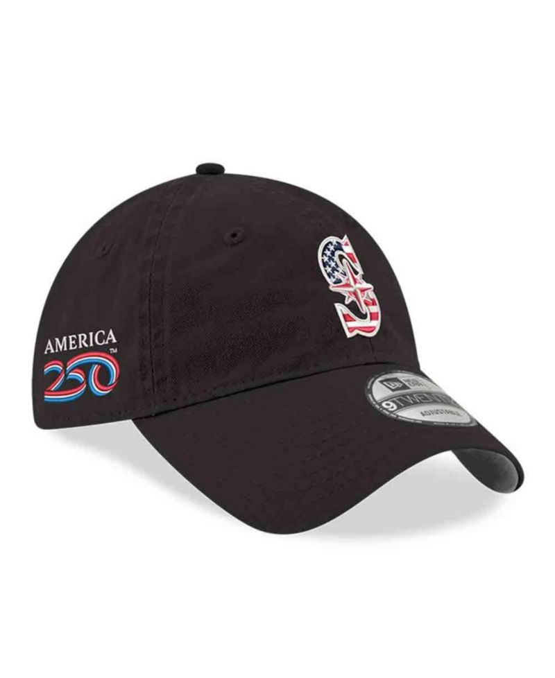 Men's Black Seattle Mariners America 250 9TWENTY Adjustable Hat