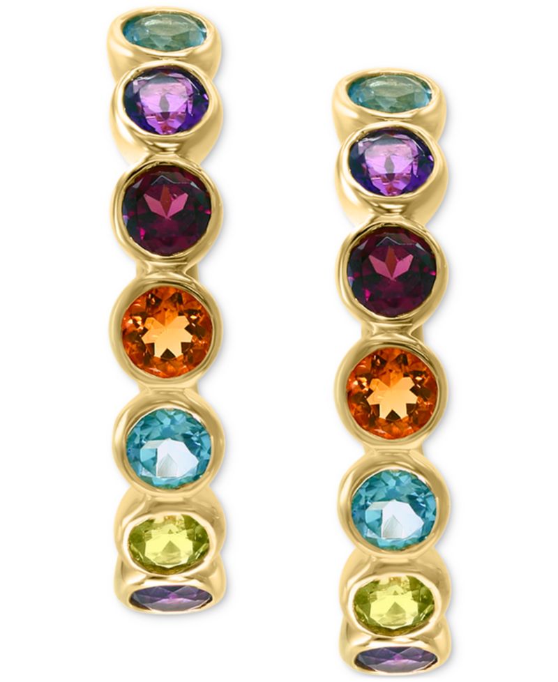 EFFY® Multi-Gemstone Small Hoop Earrings (1-3/4 ct. t.w.) in 14k Gold-Plated Sterling Silver, 0.83"