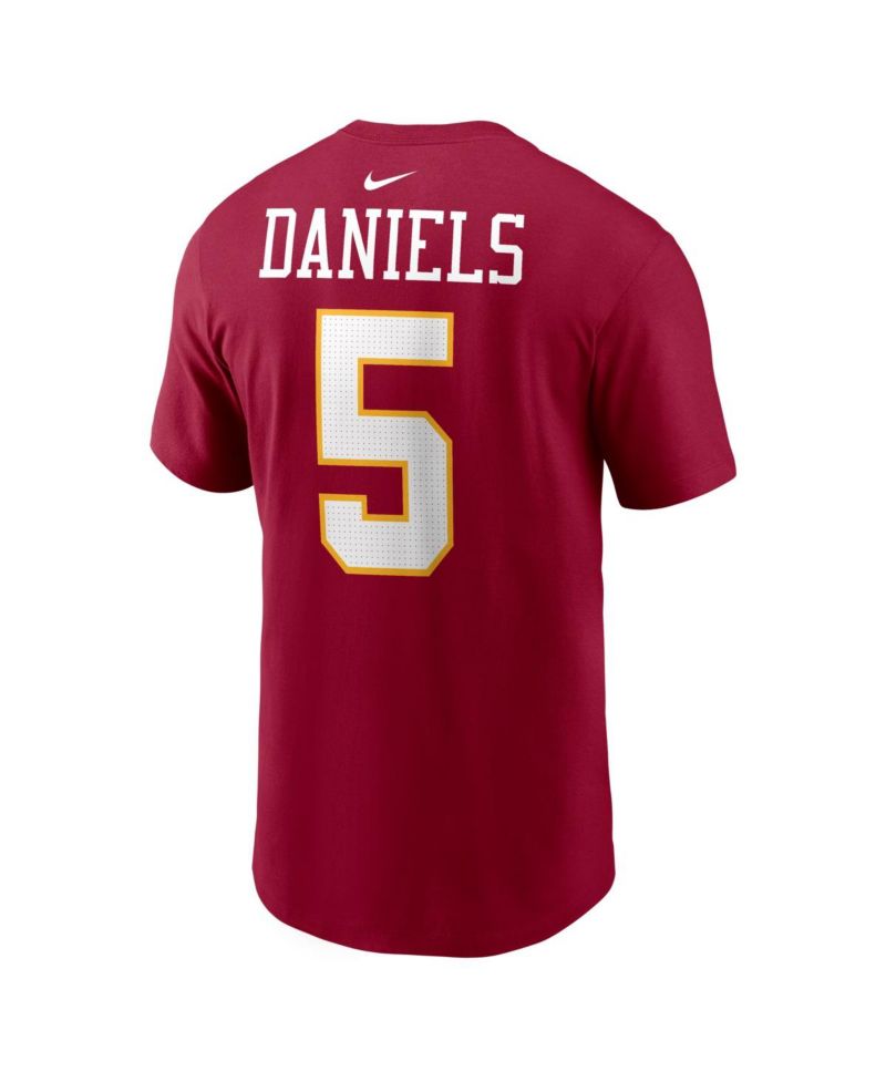 Men's Jayden Daniels Burgundy Washington Commanders Name & Number T-Shirt