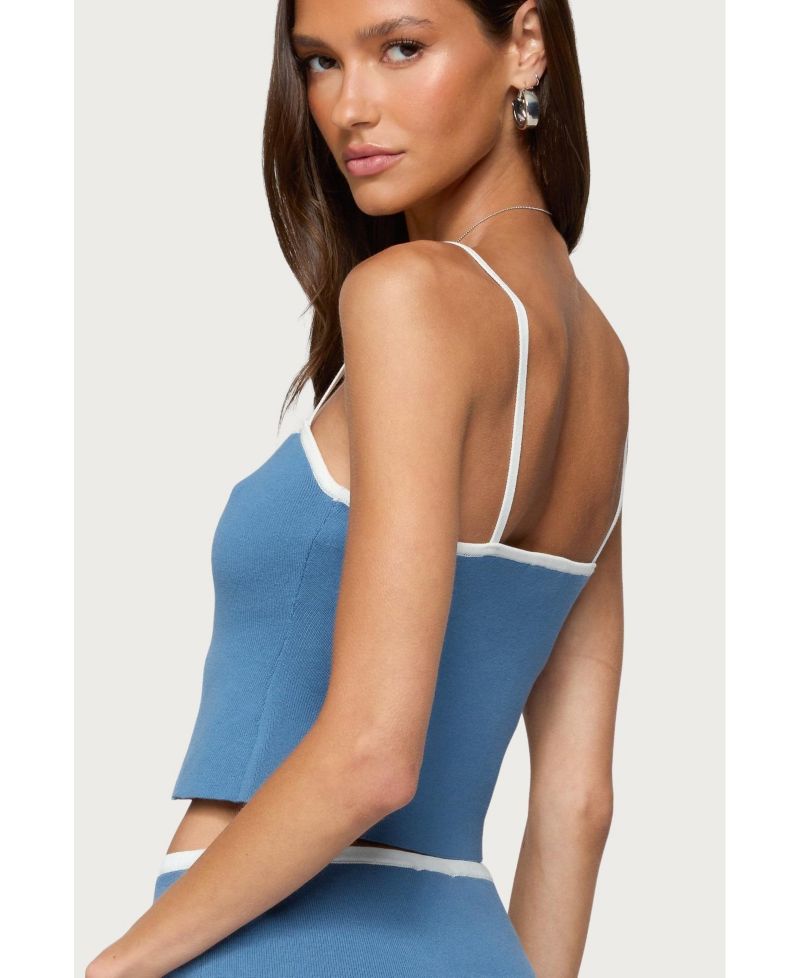 Womens Pheobe Contrast Knit Tank Top