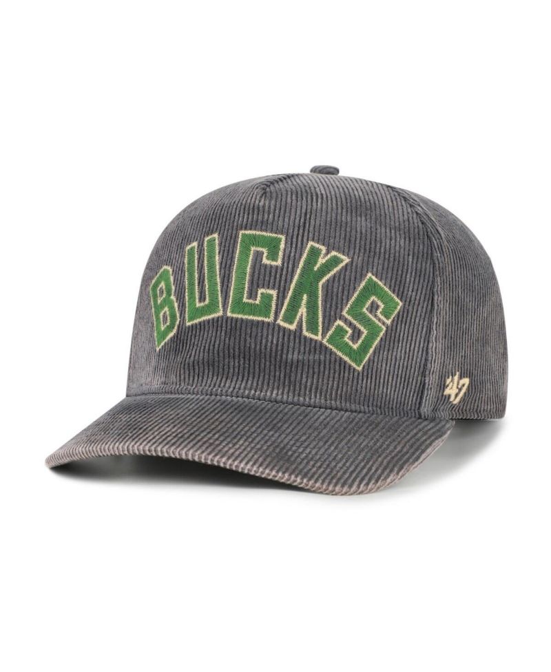 Men's Charcoal Milwaukee Bucks Reclaim Snow Wash Corduroy Adjustable Hitch Hat