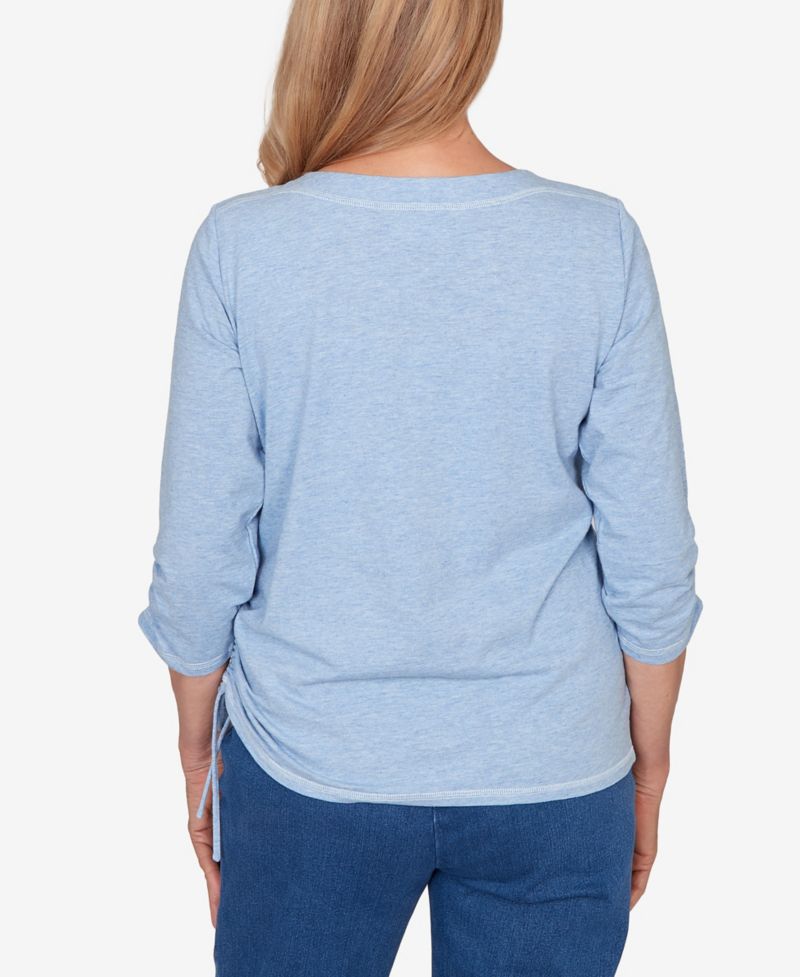 Petite Austin Floral Diamond Embroidered Knit Top
