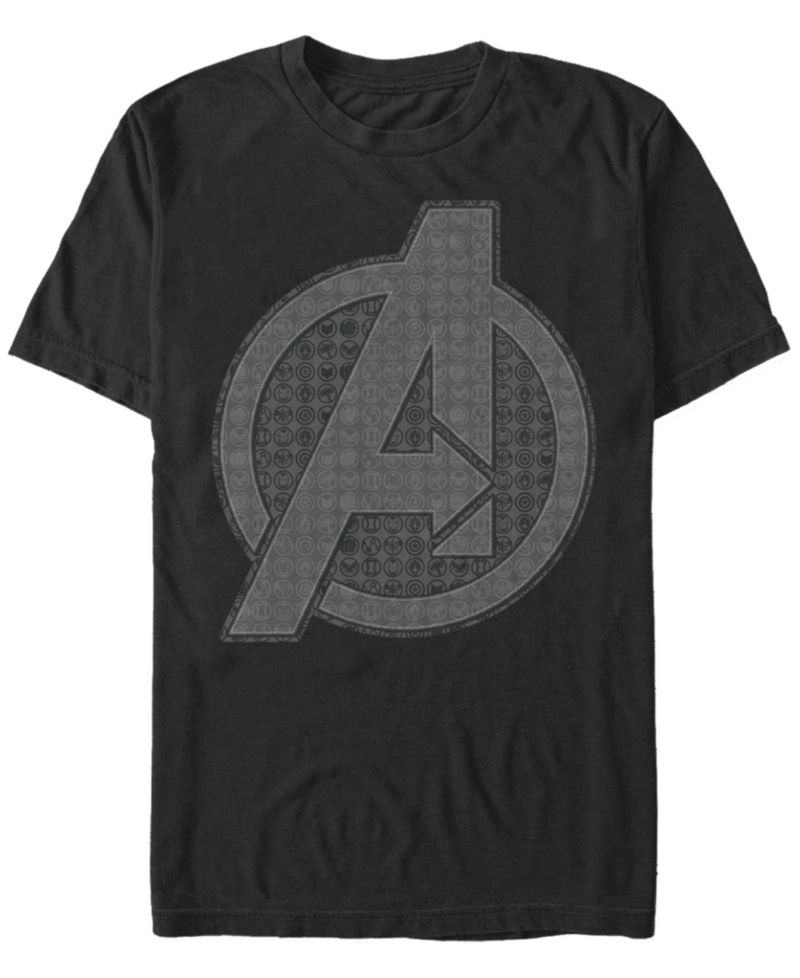 Marvel Men's Avengers Endgame Grayscale Icons Logo, Short Sleeve T-shirt