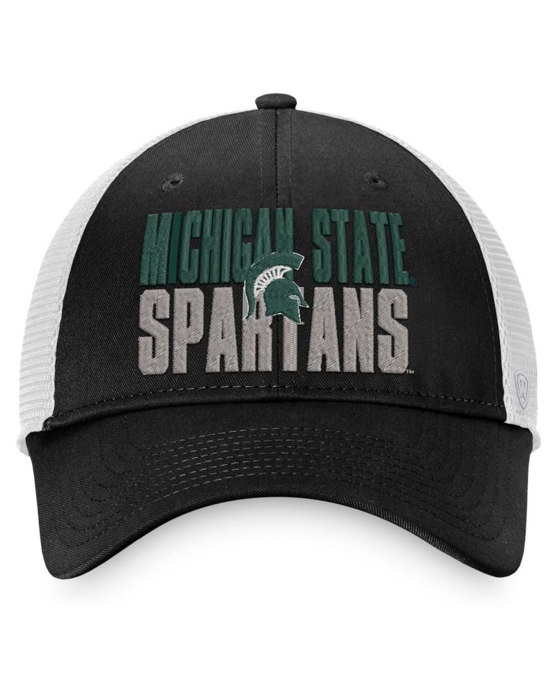 Men's Black, White Michigan State Spartans Stockpile Trucker Snapback Hat