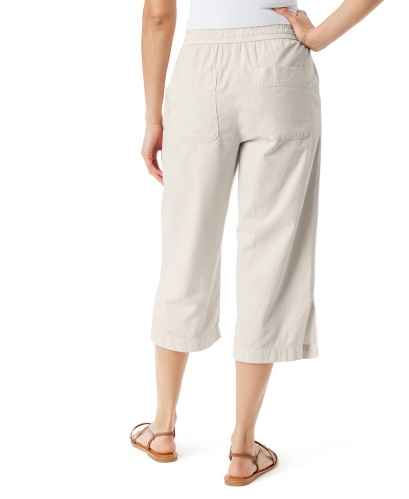 Women's Cotton Gauze Pull-On Drawstring Cropped Pants