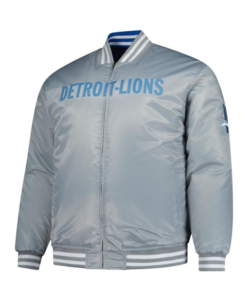 Men's Blue/Silver Detroit Lions Big & Tall Throwback Reversible Full-Zip Jacket