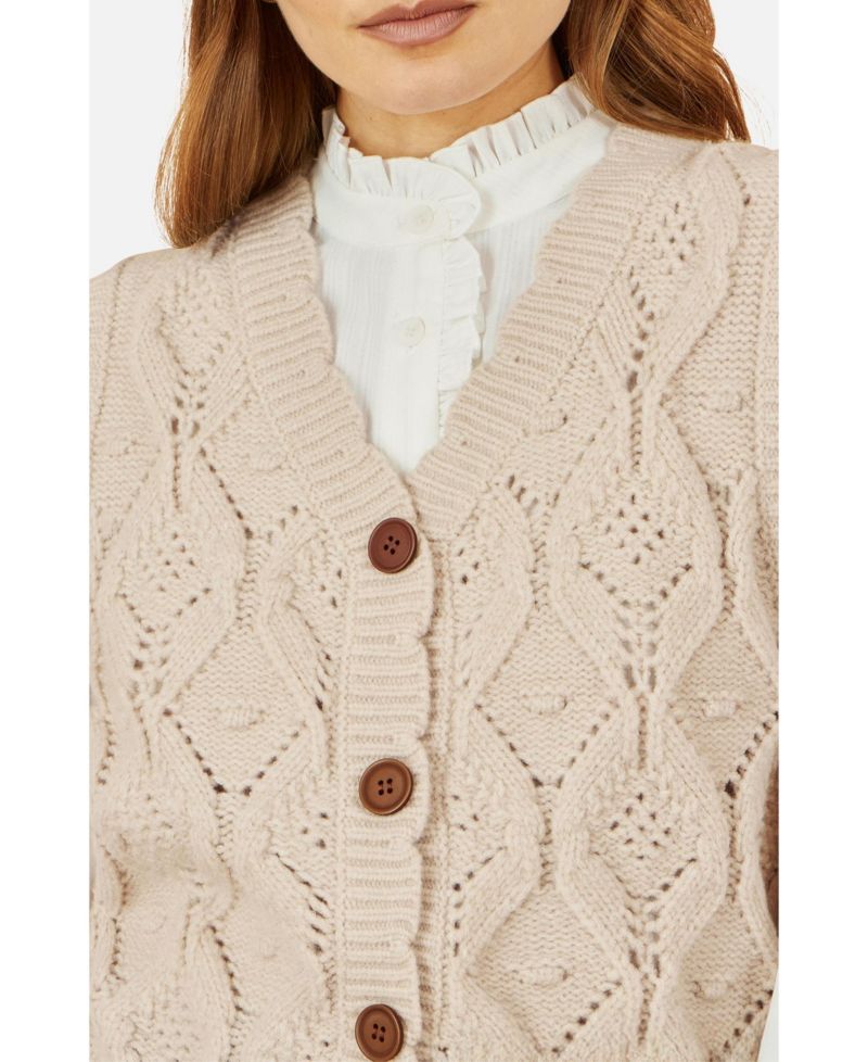 Women's Button Up Chunky Cable Knit Waistcoat