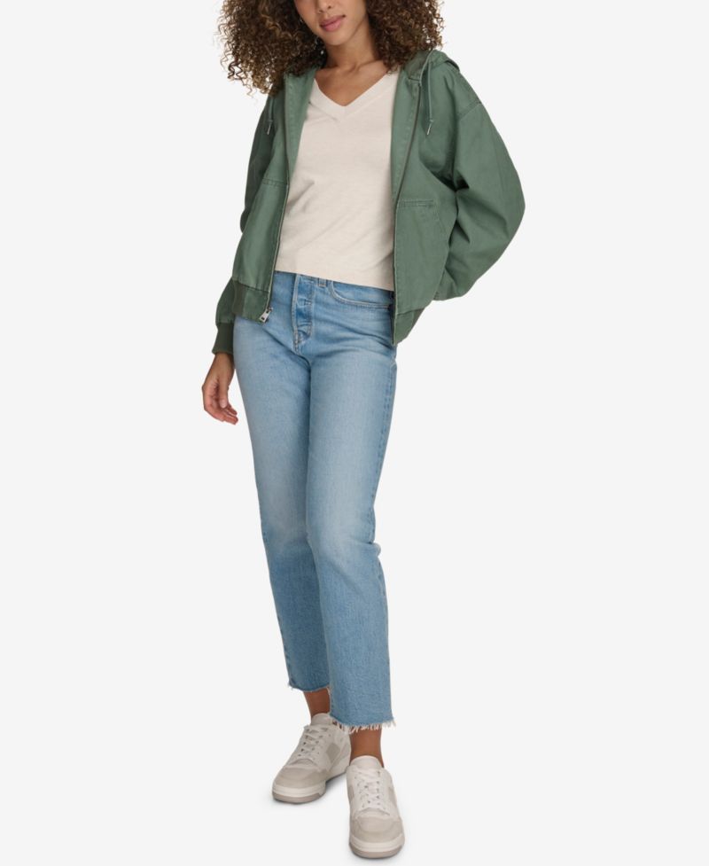 Women's Relaxed Hooded Bomber Jacket