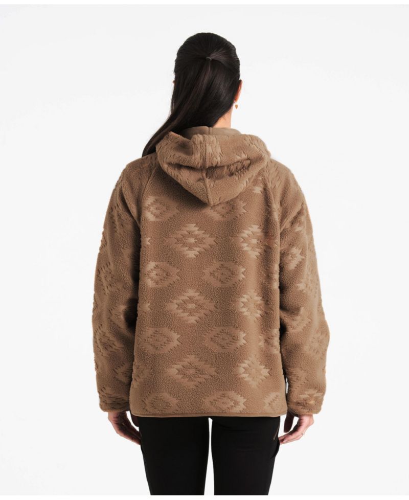 Women's Embossed Snap Front Fleece Hooded Jacket