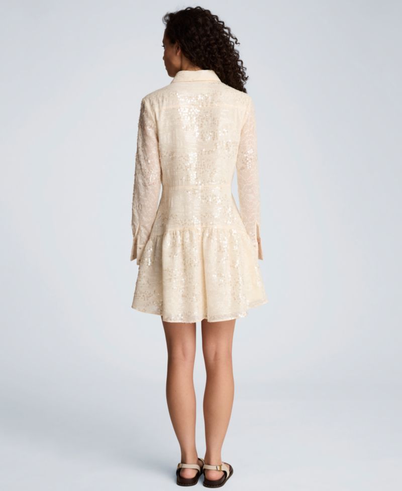 Women's Curved Yoke Mini Shirt Dress