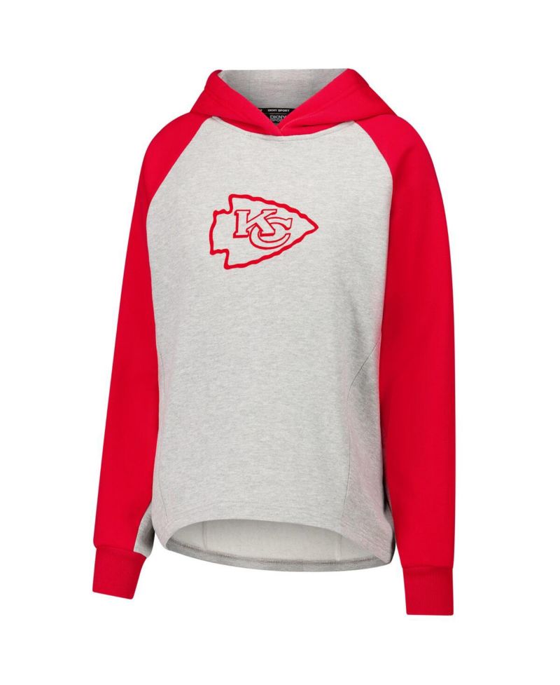 Women's Gray/Red Kansas City Chiefs Joy Cropped Raglan Pullover Hoodie