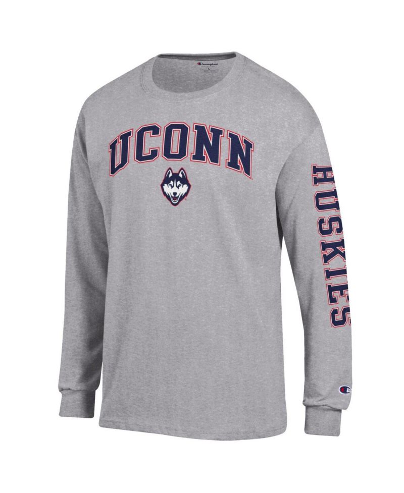 Men's Navy UConn Huskies Arch Over Logo 2-Hit Long Sleeve T-Shirt
