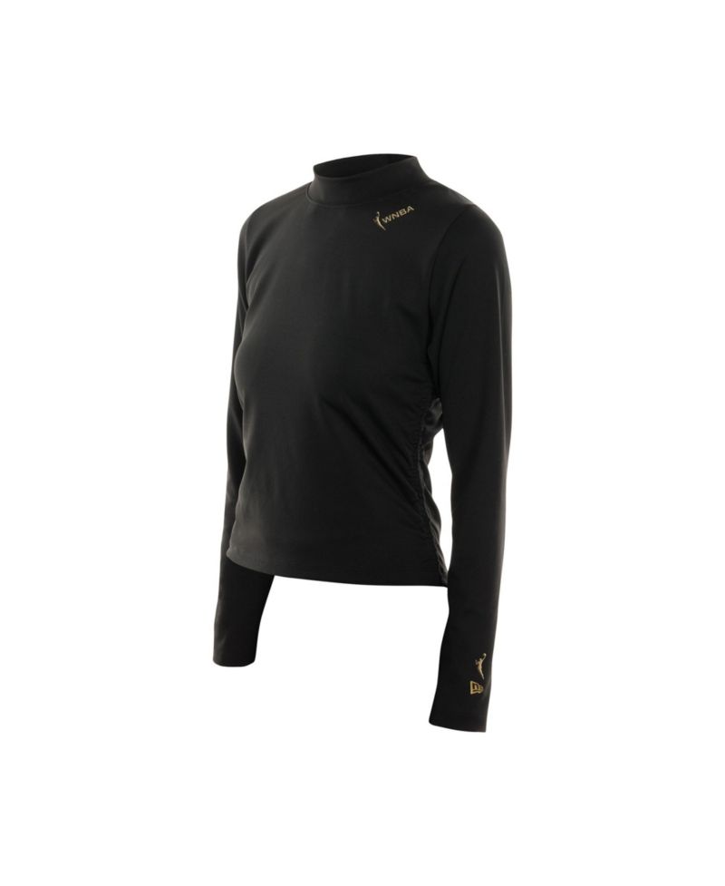 Women's Black WNBA Glam Game Mock Neck Long-Sleeve T-Shirt
