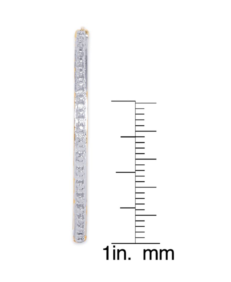 Diamond Accent Large Thin Hoop Earrings in Gold-Plate
