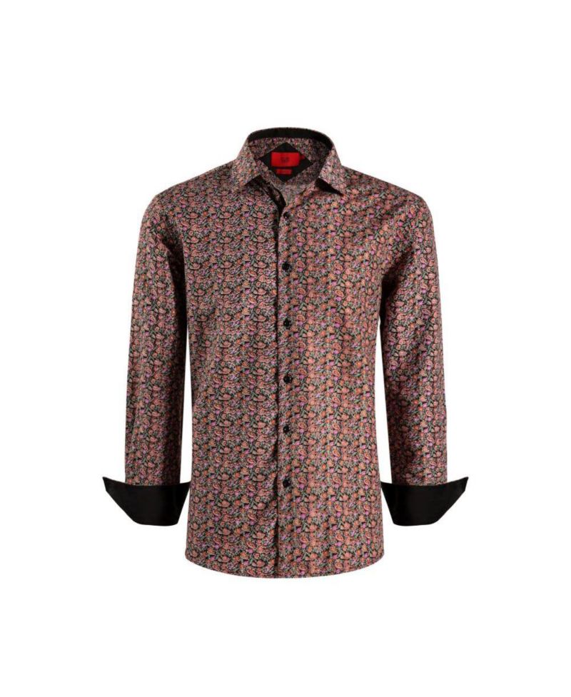 Men's Slim Fit Paisley Print Button-Down Shirt By