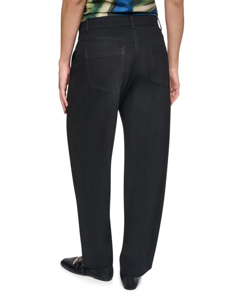 Women's Barrel-Leg Sanded Twill Mid-Rise Pants