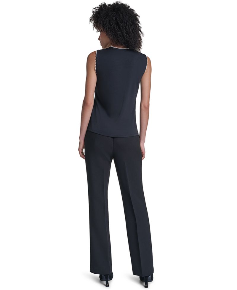 Petite Sleeveless V-Neck Bow Detail Blouse
