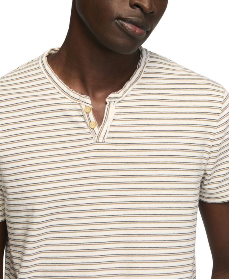 Men's Striped Venice Burnout Notch Neck T-Shirt