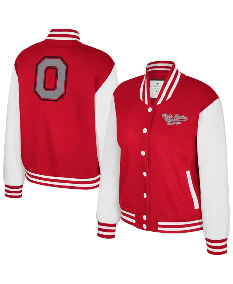 Women's Scarlet Ohio State Buckeyes French Baguette Full Snap Fleece Jacket