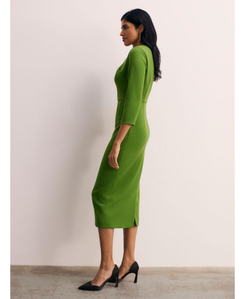 Women's Keyhole 3/4 Sleeve Midi Dress