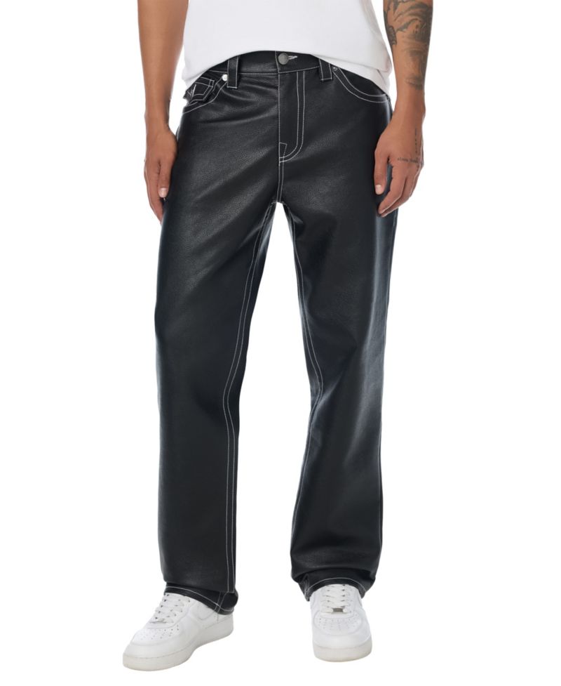 Men's Ricky Faux Leather Straight-Leg Jeans