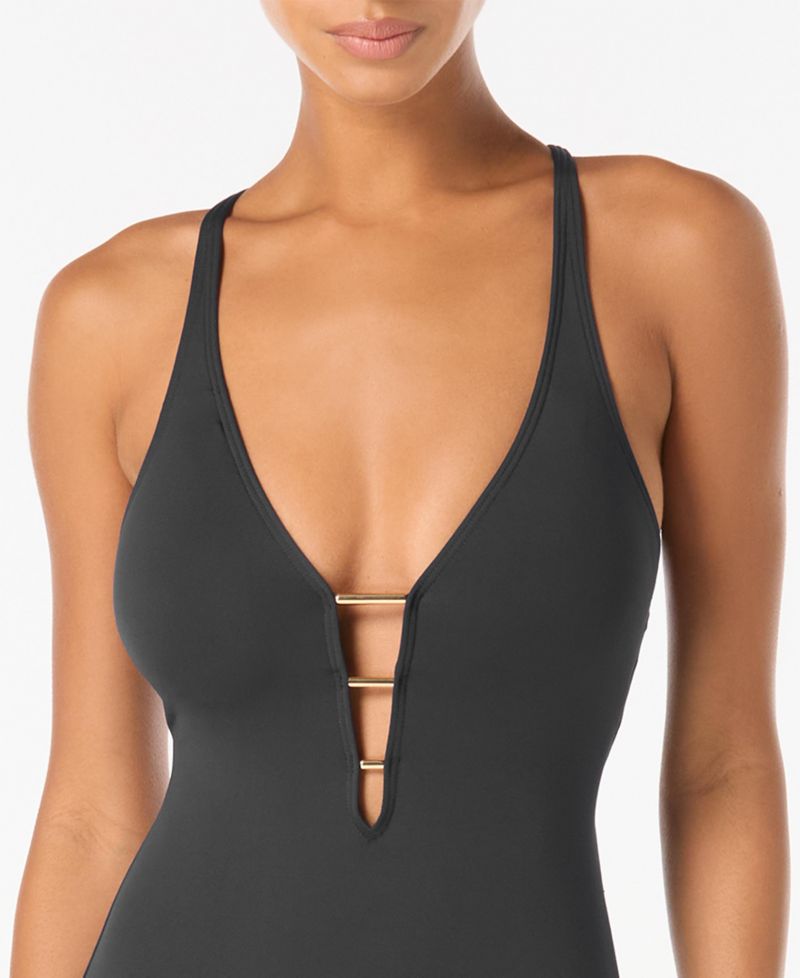Women's Deep V-Neck Cutout Back Full Coverage One-Piece Swimsuit