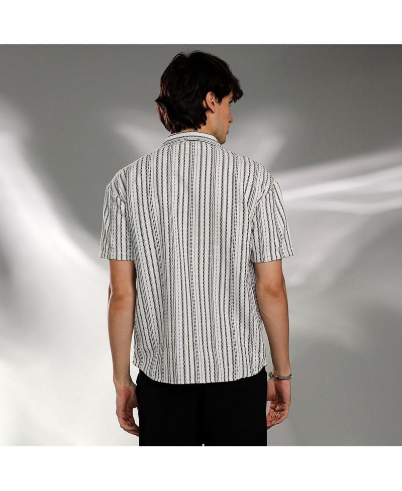 Men's Striped-Weave Oversized Shirt