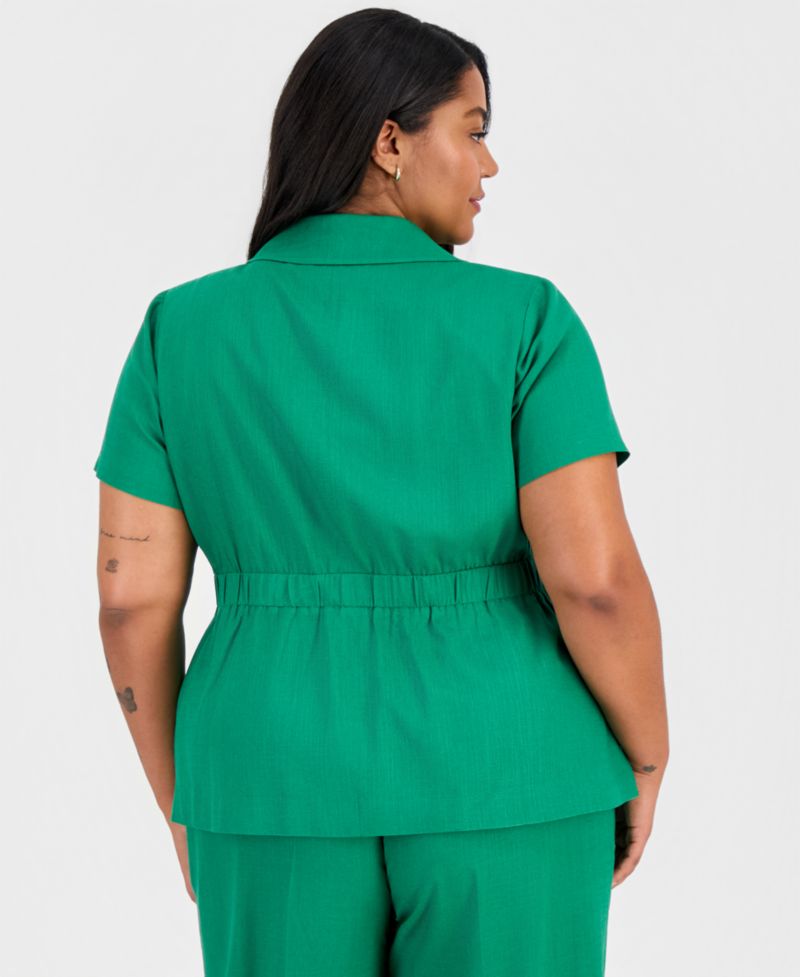 ASL Plus Size Notch-Collar Short-Sleeve Jacket