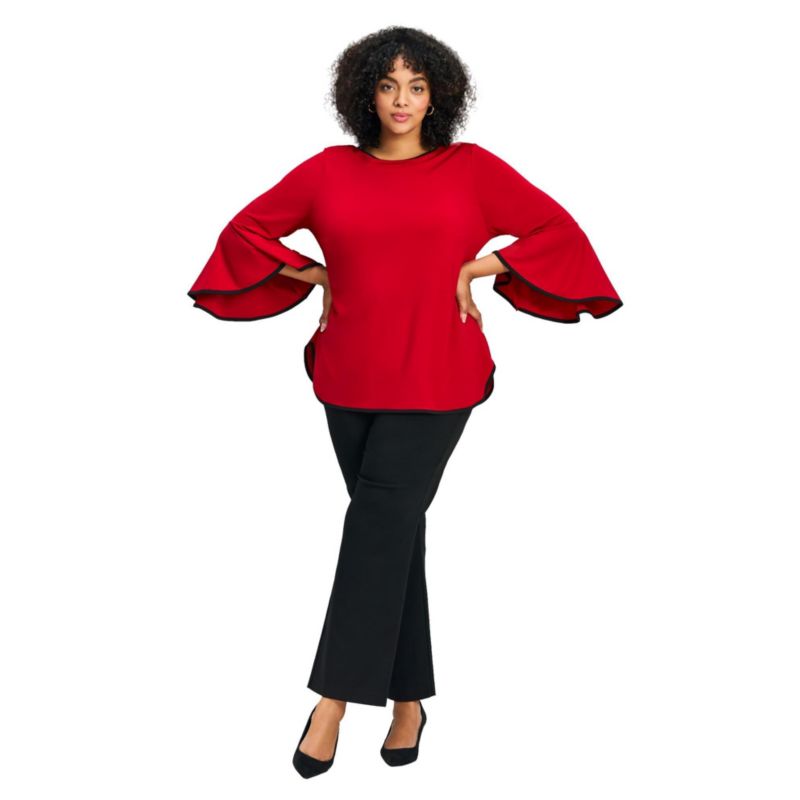 Women's Plus Size Ivana Contrast Bell Sleeve Top