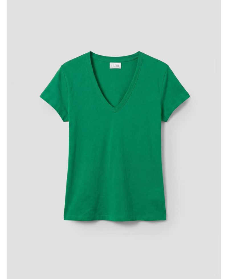 Women's Slim-Fit V-Neck Slub-Cotton T-Shirt