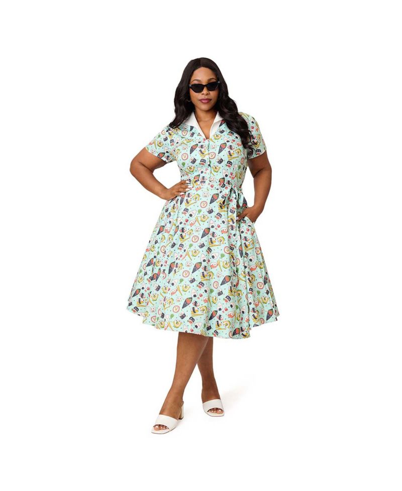 Plus Size 1950s Collared Shirt Dress