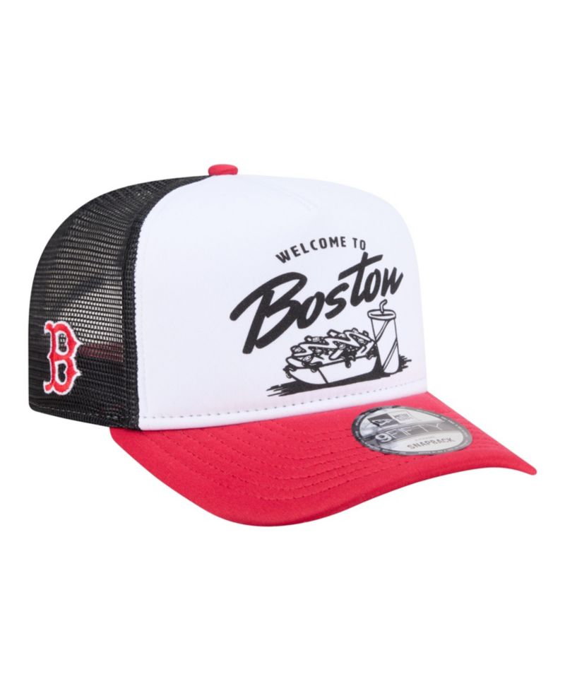 Men's White/Red Boston Red Sox Foodie A-Frame 9FIFTY Trucker Snapback Hat