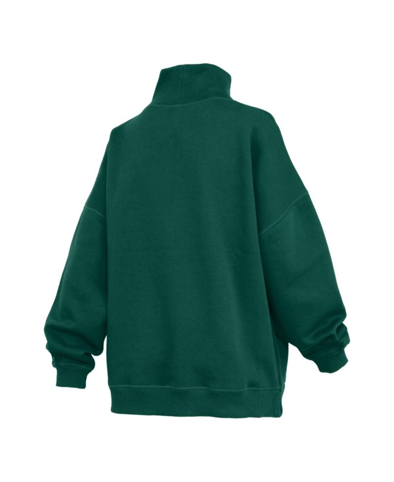 Women's Green Michigan State Spartans Oversized Mock Neck Sweatshirt