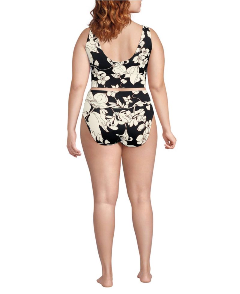 Plus Size Tugless Midkini Top and High Waisted Bottom Swimsuit Set
