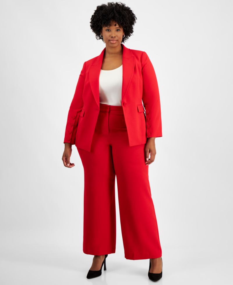 ASL Plus Size Long-Sleeve One-Button Blazer