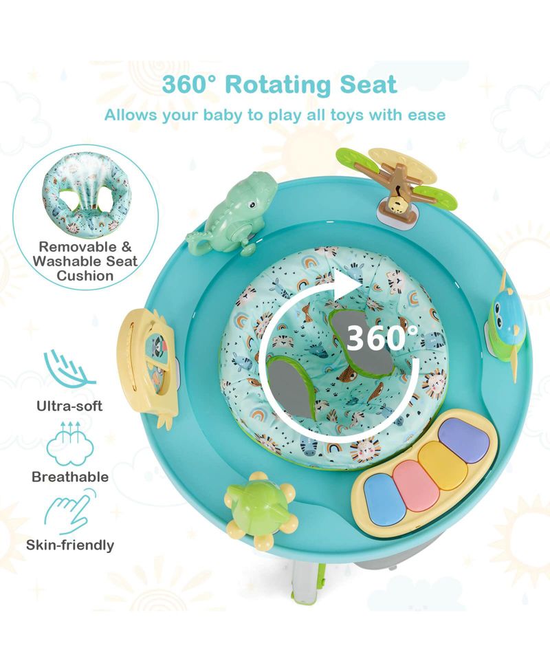 5-in-1 Baby Activity Center with Rotating Seat Removable Toys Lights