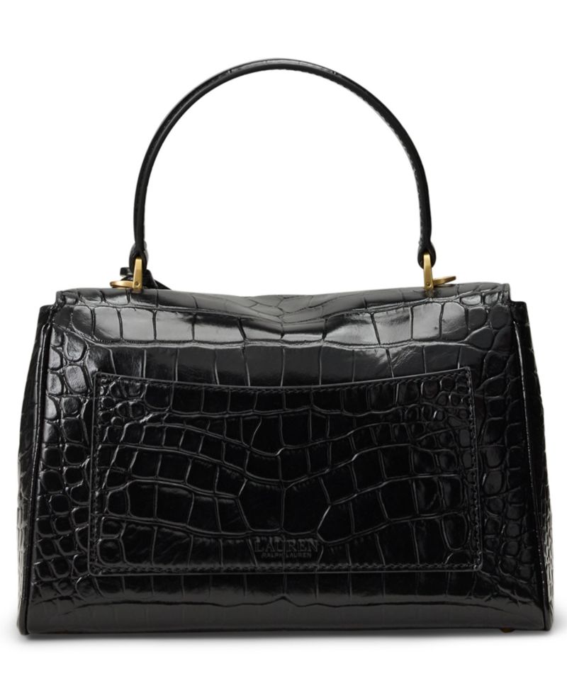 Farrah Croc-Embossed Small Soft Satchel Bag