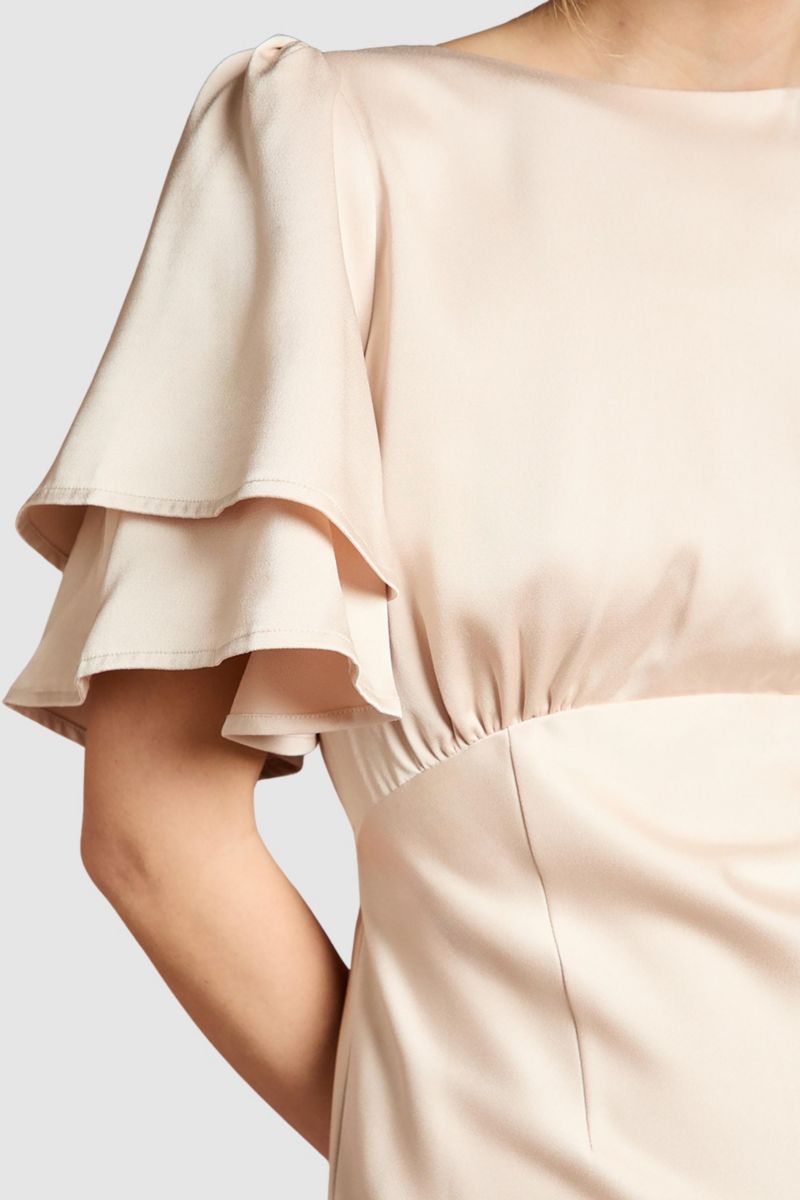 Women's High Neck Crepe Maxi Dress
